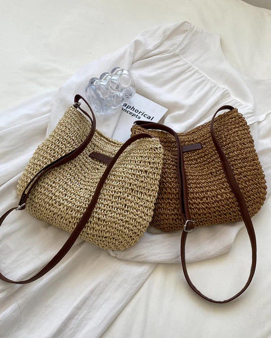 Emma – Gewoven Handtas Met Vegan Leren Band