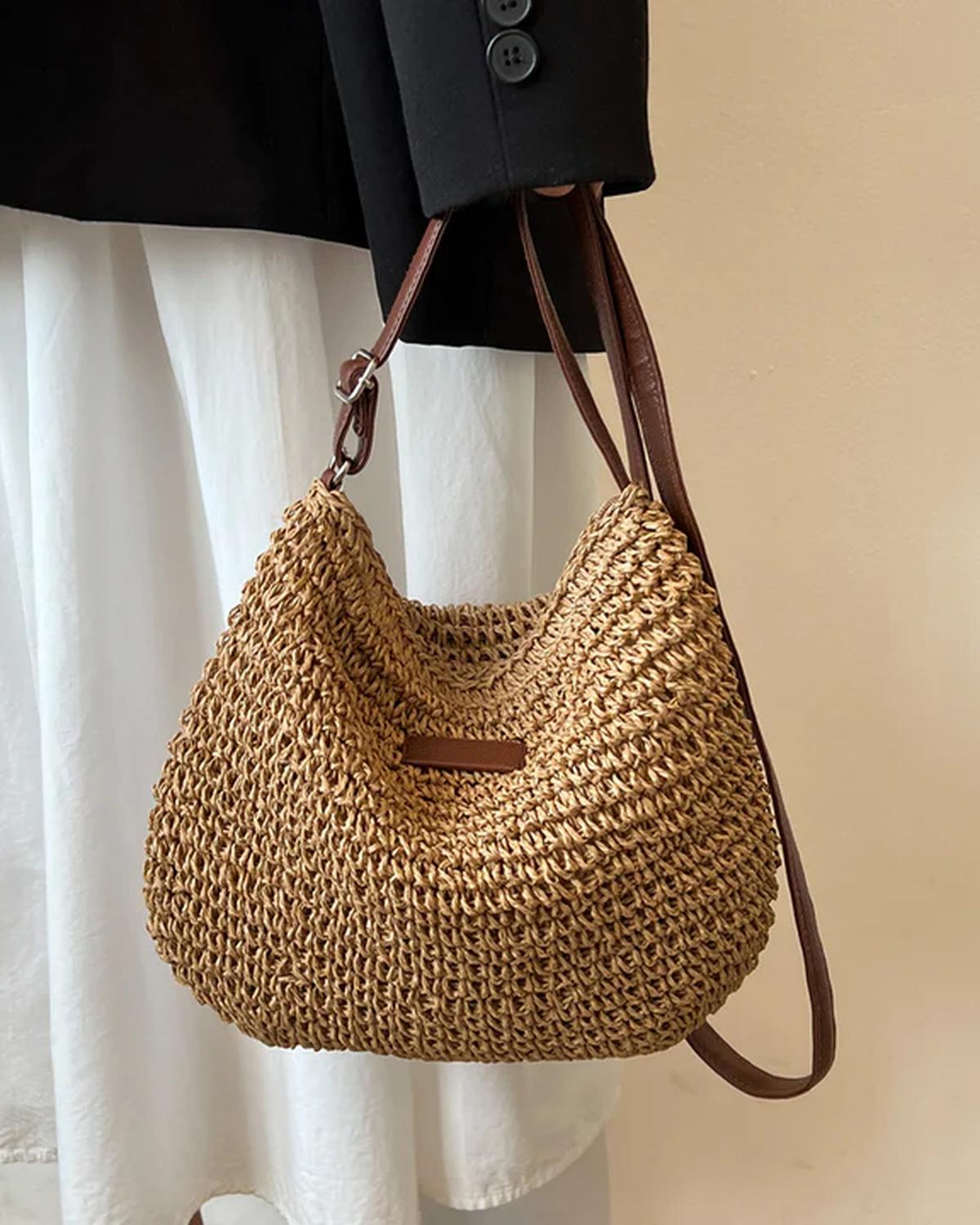 Emma – Gewoven Handtas Met Vegan Leren Band