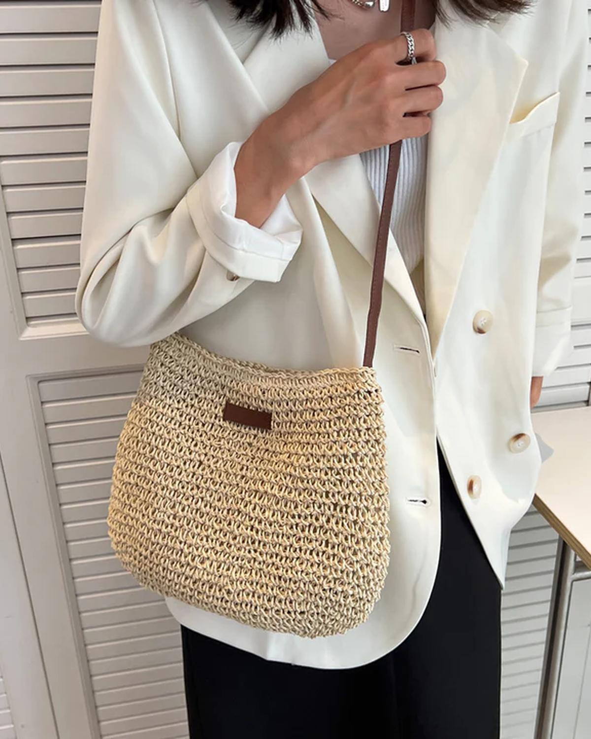Emma – Gewoven Handtas Met Vegan Leren Band