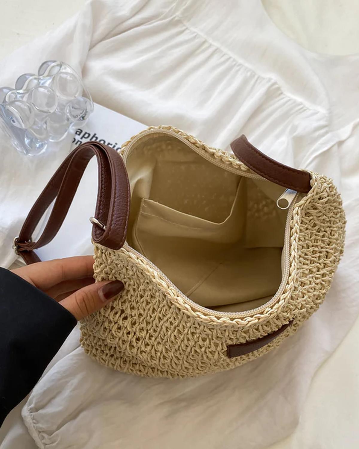 Emma – Gewoven Handtas Met Vegan Leren Band