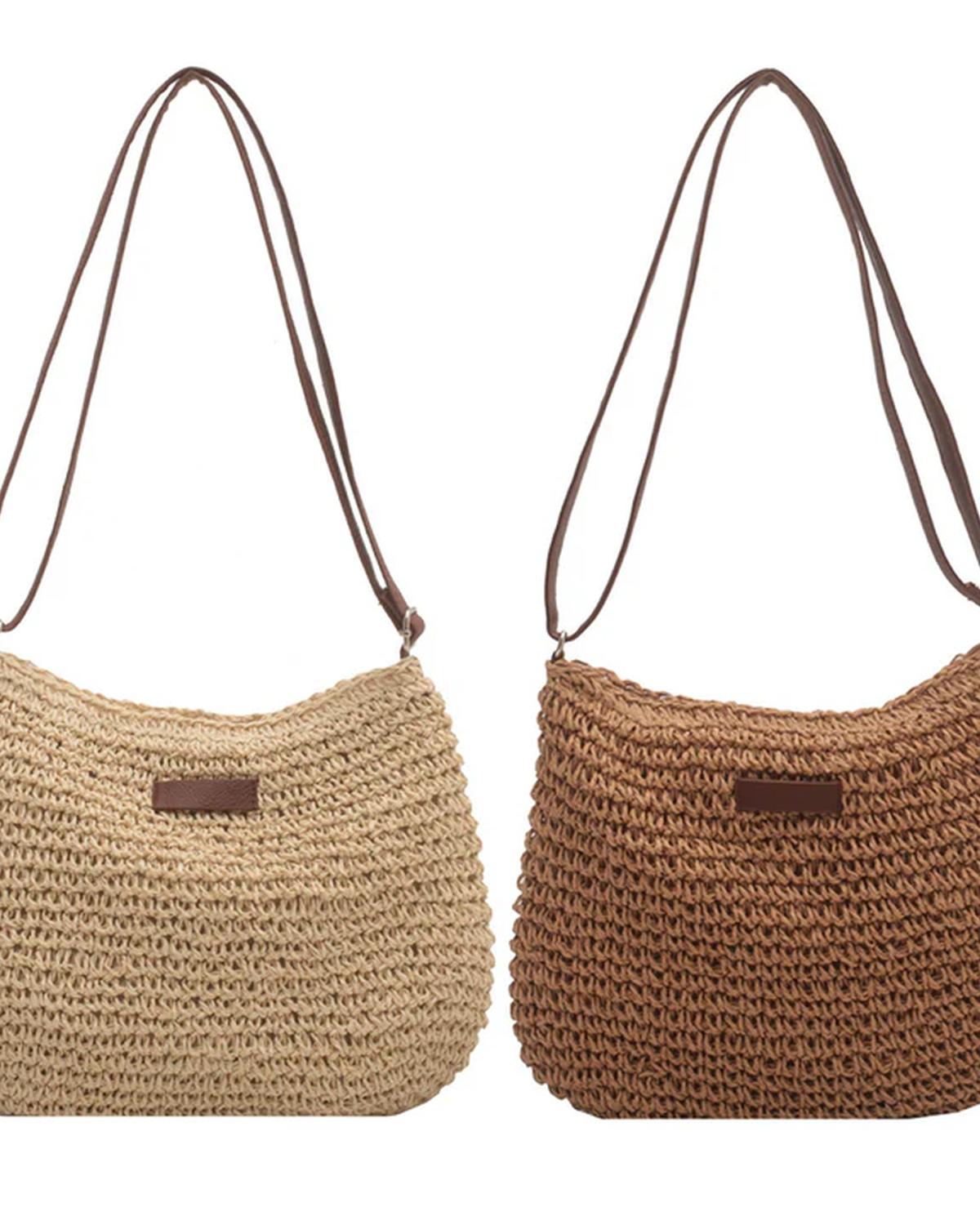 Emma – Gewoven Handtas Met Vegan Leren Band
