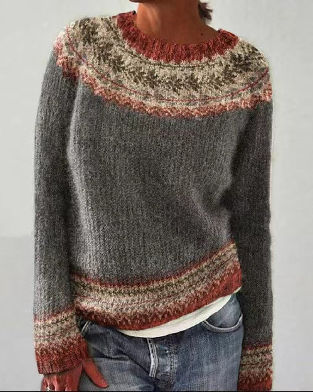 Livia – Gebreide Damestrui Met Vintage Print