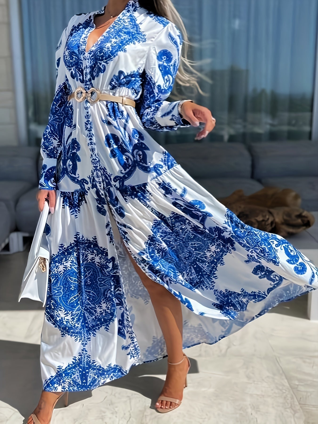 Darlene – Boho maxi-jurk met zomerse print en V-hals