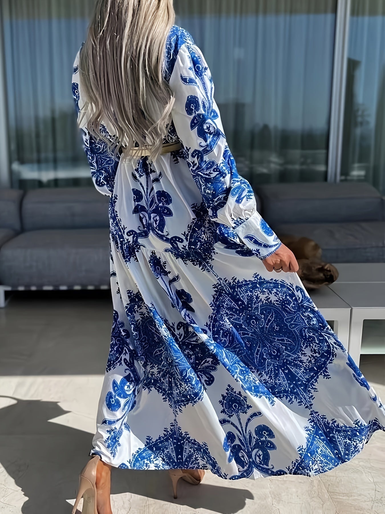 Darlene – Boho maxi-jurk met zomerse print en V-hals