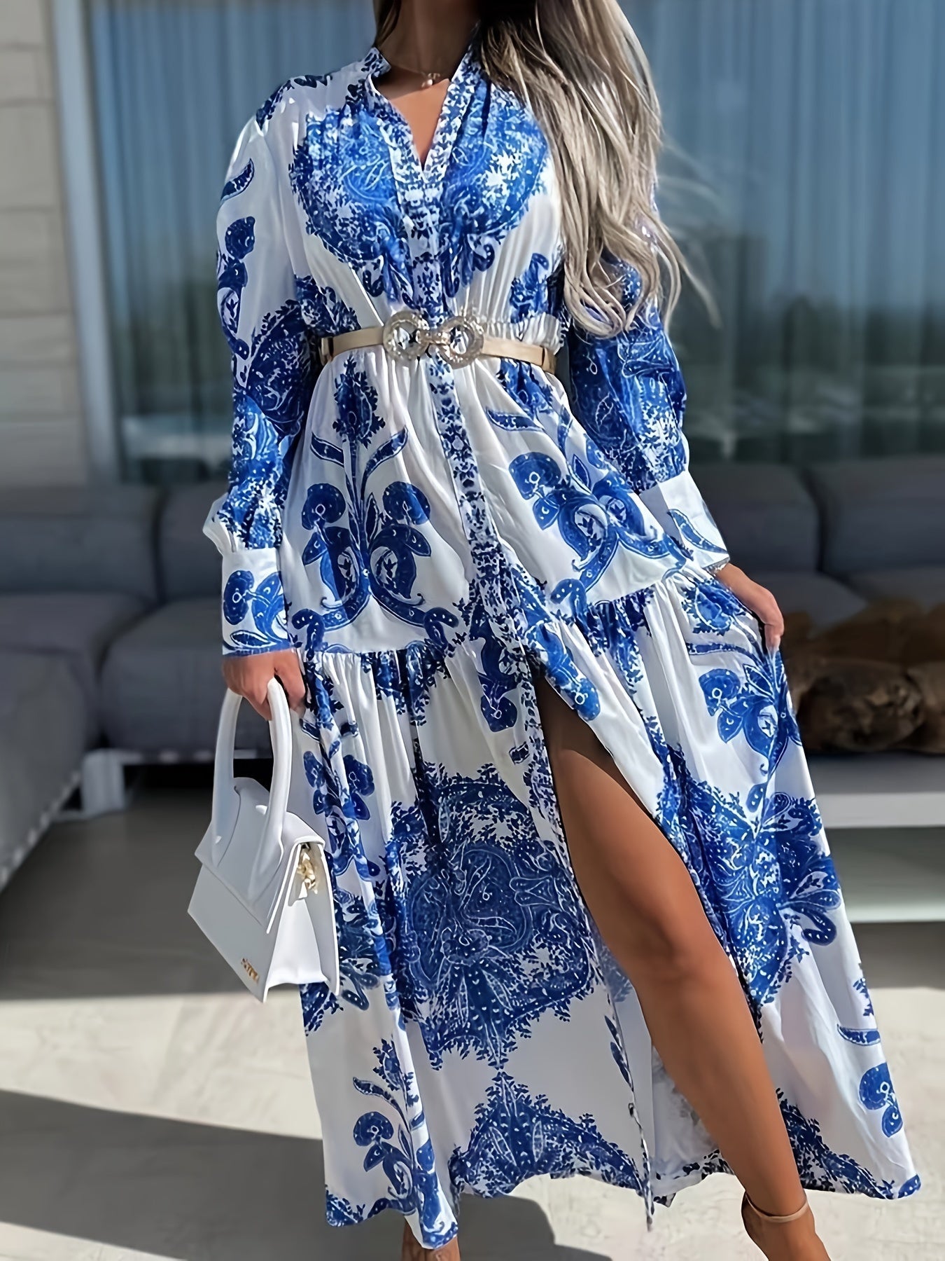 Darlene – Boho maxi-jurk met zomerse print en V-hals