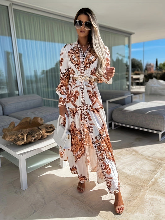 Darlene – Boho maxi-jurk met zomerse print en V-hals