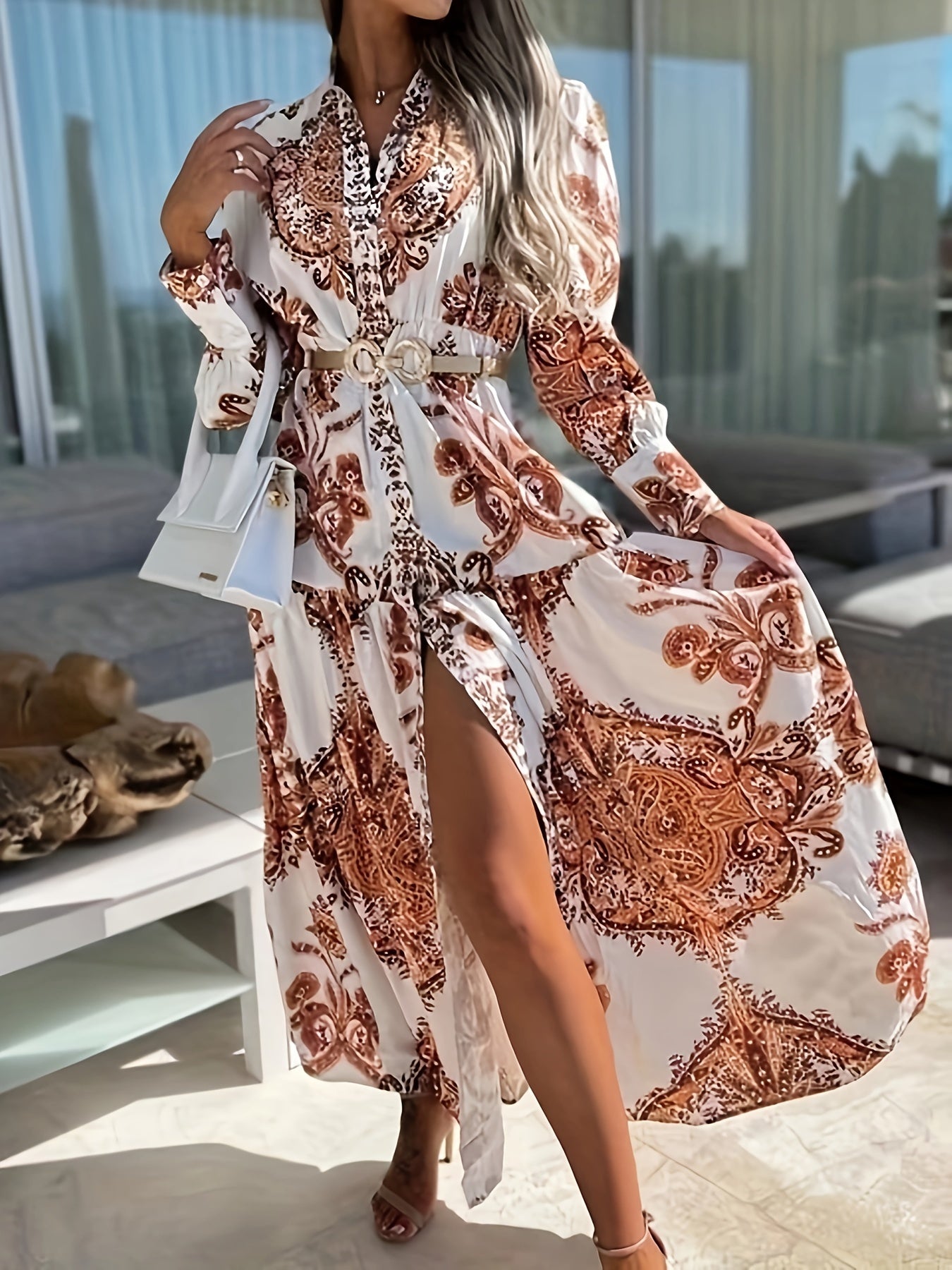 Darlene – Boho maxi-jurk met zomerse print en V-hals