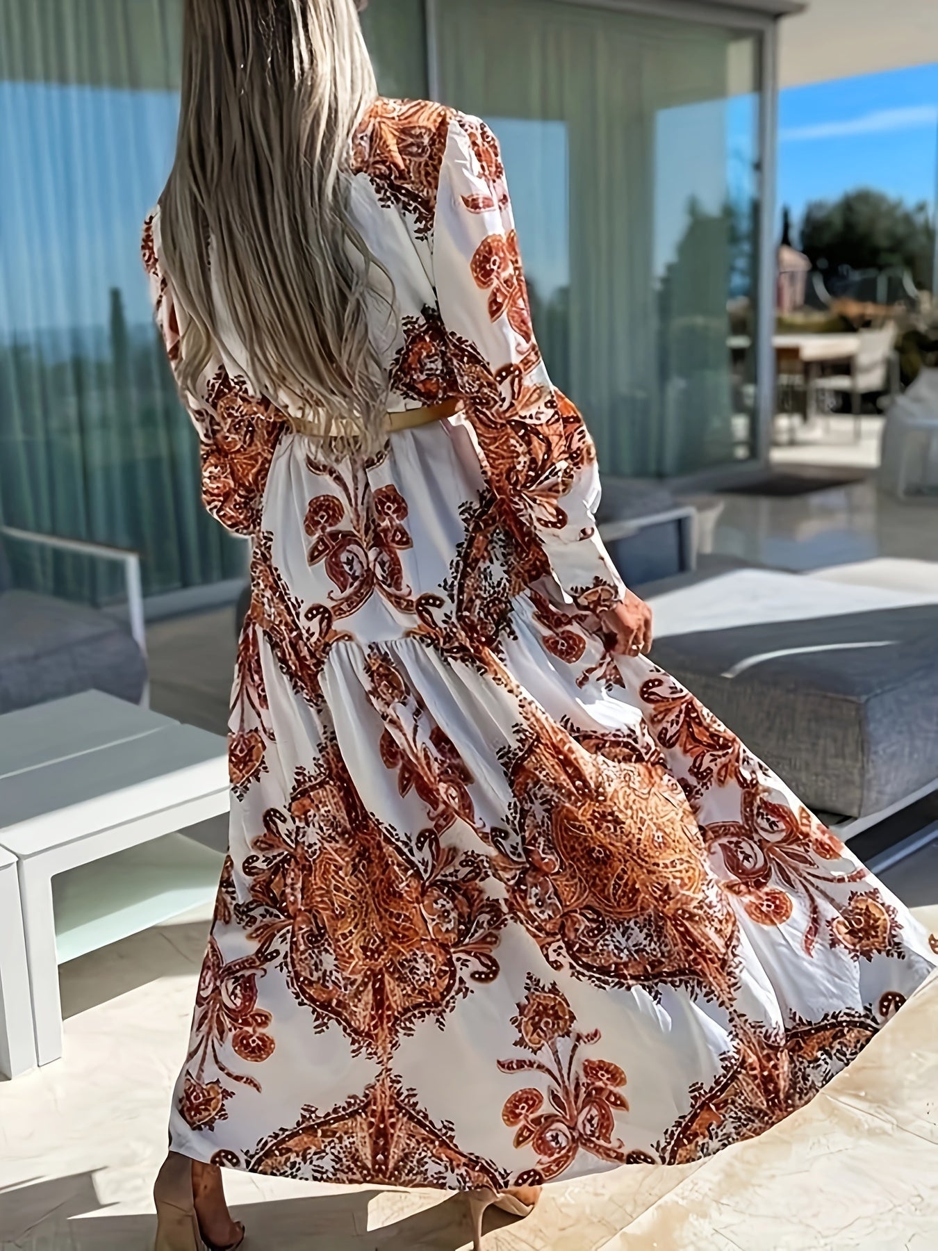 Darlene – Boho maxi-jurk met zomerse print en V-hals