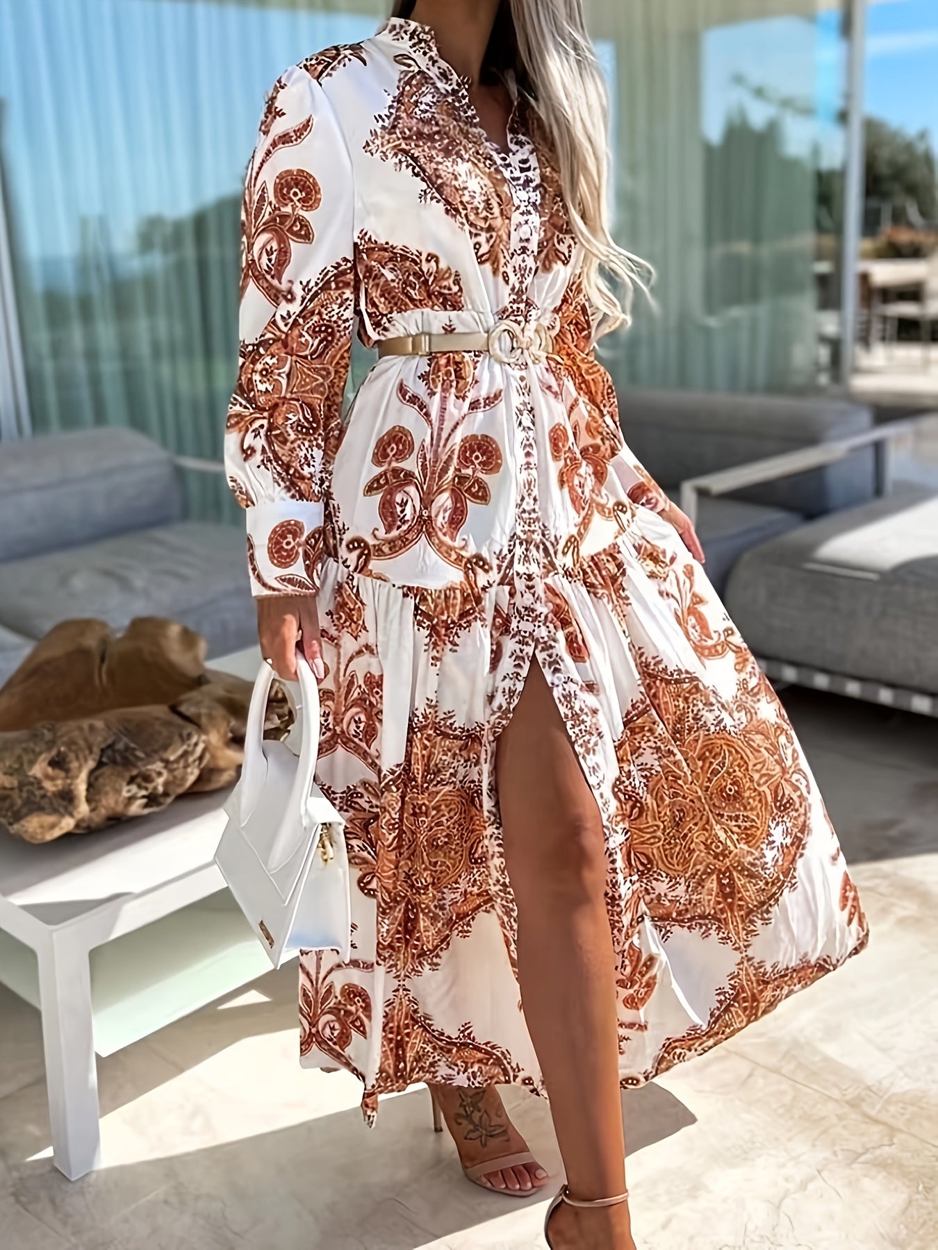 Darlene – Boho maxi-jurk met zomerse print en V-hals