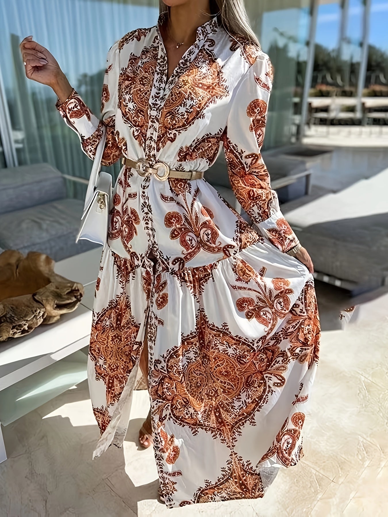 Darlene – Boho maxi-jurk met zomerse print en V-hals