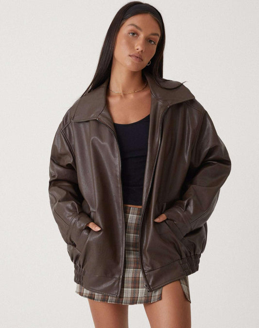Élise – oversized leren zomerjas met losse pasvorm