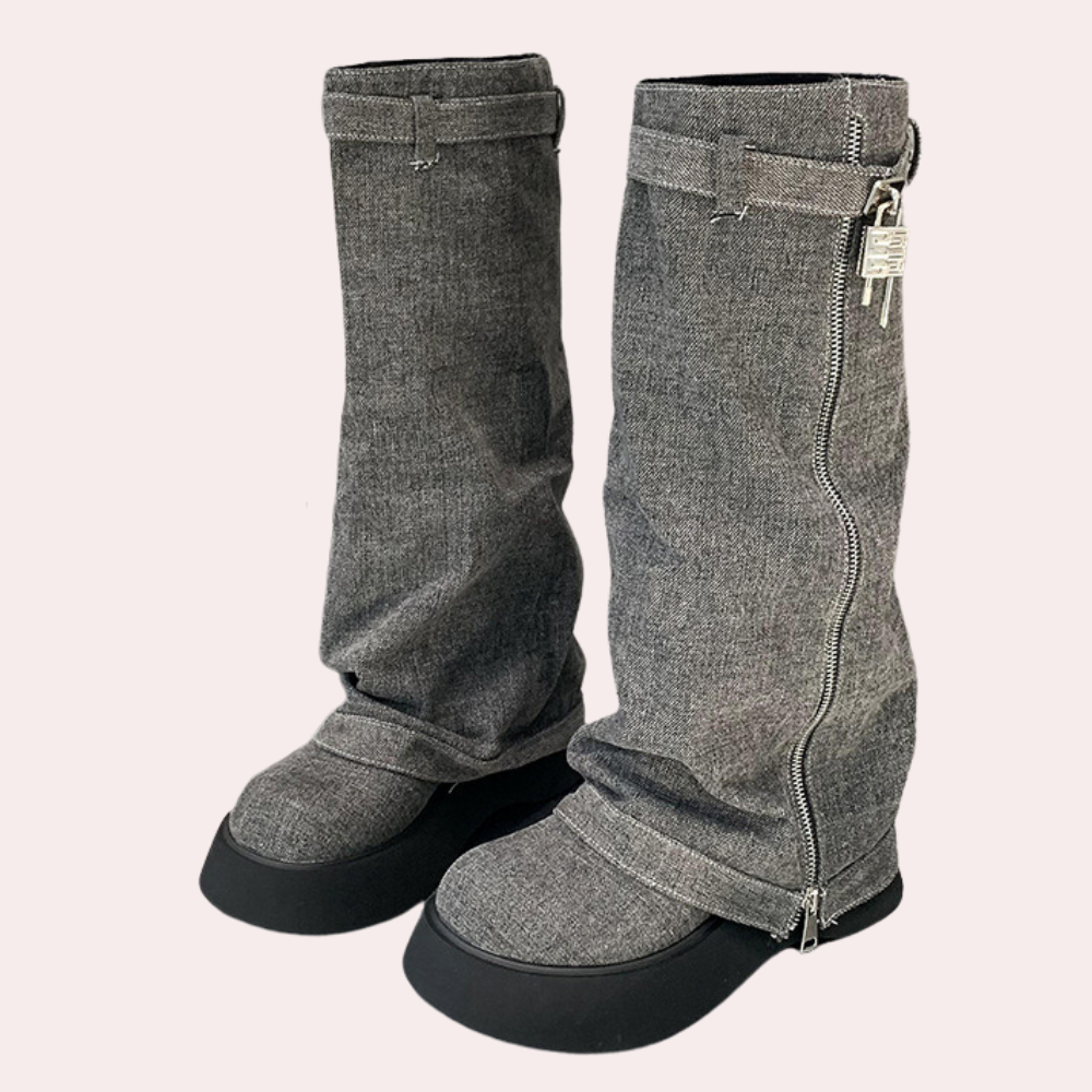 Dulce – denim winterlaarzen met gripzool en warme voering